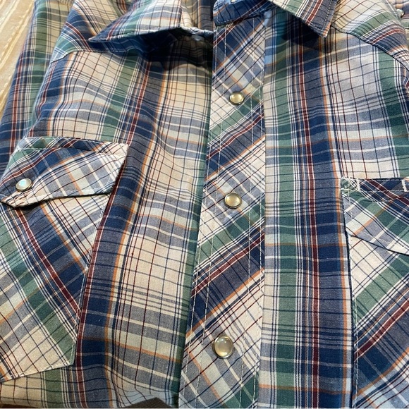 Wrangler Men’s Plaid Long Sleeve Pearl Snap Button Up Western Shirt Large - Picture 3 of 7